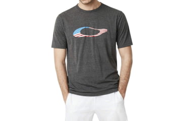 Image of Oakley SI Ellipse USA Short Sleeve - Mens, Jet Black Heather, Medium, 457355-01S-M