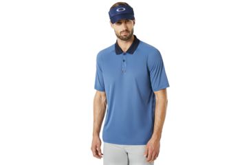Image of Oakley SI Polo Shirt Short Sleeve Back Striped - Mens, Ensign Blue, Small, 434230-64W-S