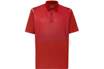 Image of Oakley SI Polo Shirt Short Sleeve Striped Ellipse - Mens, Iron Red, Extra Large, 434229-80U-XL