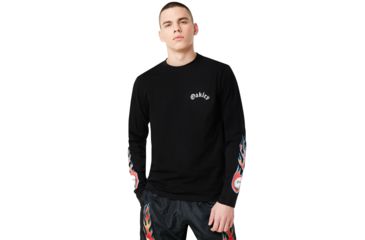 Image of Oakley Tnp Lighting Bolt Long Sleeve T-Shirt - Mens, Blackout, Medium, 457976-02E-M