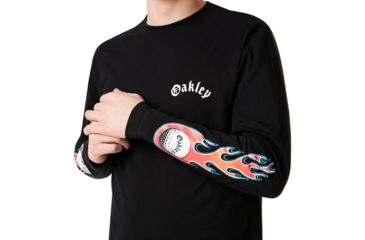 Image of Oakley Tnp Lighting Bolt Long Sleeve T-Shirt - Mens, Blackout, Medium, 457976-02E-M