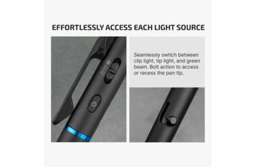 Image of Olight O Pen 3 EDC Pen with Tip and Clip Lights and Green Laser Pointer
