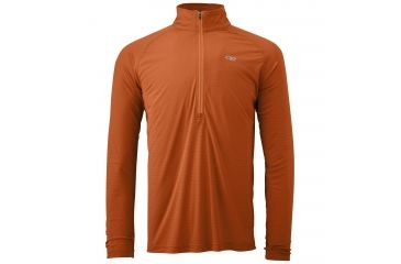 Image of Outdoor Research Echo Long Sleeve Zip Tee, Men's, Ember/Diablo, M 242840-ember/diablo-M