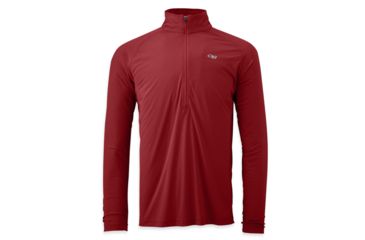 Image of Echo Long Sleeve Zip Tee - Mens-Redwood/Hot Sauce-Medium