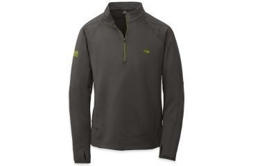 Image of Outdoor Research Radiant LT Zip Top - Mens-Charcoal/Lemongrass-Small