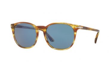 Image of Persol PO3007S Single Vision Prescription Sunglasses PO3007S-105056-53 - Lens Diameter 53 mm, Frame Color Striped Brown Yellow