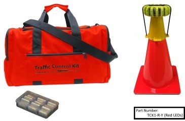 Image of Powerflare 1-Position PowerFlare Traffic Control Kit, Magnetic, Red/Blue LEDs, Tan Shell TCK1M-RB-T