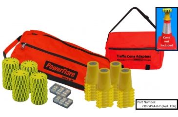 Image of Powerflare 24-Position Cone Adapter Kit with 24-Pack Soft Pack of PowerFlare Lights, Red/Blue LEDs, Tan Shell CKT-SP24-RB-T