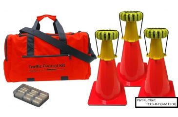 Image of Powerflare 3-Position PowerFlare Traffic Control Kit, Red/Blue LEDs, Tan Shell TCK3-RB-T