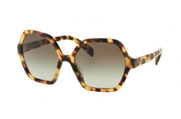 Image of Prada PR06SSF Sunglasses 7S04K1-56 - Medium Havana Frame, Green Gradient Grey Lenses