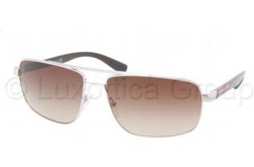 Image of Prada PS55NS Sunglasses 1BC6S1-6016 - Silver Frame, Brown Gradeint Lenses