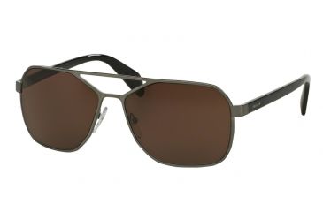 Image of Prada TYPE PR54RS Sunglasses 75S8C1-60 - Brushed Gunmetal Frame, Brown Lenses