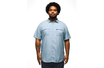 Image of prAna Lost Sol Short Sleeve Shirt Standard Fit - Mens, Chambray Heather, M, 1972351-401-ST-M