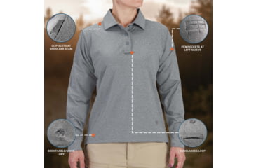 Image of Propper EdgeTec Long Sleeve Polo - Womens, Heather Grey, XL, F58255M023XL
