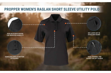 Image of Propper Raglan Utility Short Sleeve Polo - Womens, Black, S, F530901001S