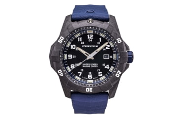 Image of ProTek Carbon USMC Dive Watch, Carbon Case/Black&amp;Blue Dial/Blue Strap, One Size, PT1013B