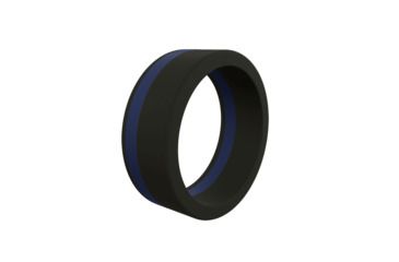 Image of QALO Mens Pinstripe Silicone Ring, Black/Blue, 13, QS9-MPL13