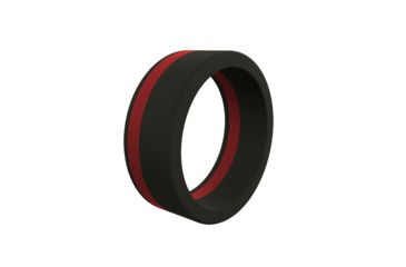 Image of QALO Mens Pinstripe Silicone Ring, Black/Red, 13, QS9-MPR13
