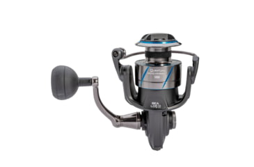 Image of Quantum Benchmark Spinning Reel and Rod Combo, 8ft, 2-PC, Med-Heavy, Moderate-Fast Rod, Graphite Composite Blank, SZ 5000 Reel, 5+1 Bearings, 5.6-1 Ratio, Silver/Blue, BK5000802MH1225.P2