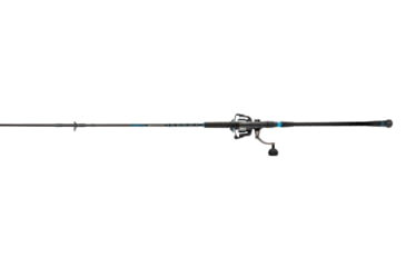 Image of Quantum Benchmark Spinning Reel and Rod Combo, 8ft, 2-PC, Med-Heavy, Moderate-Fast Rod, Graphite Composite Blank, SZ 5000 Reel, 5+1 Bearings, 5.6-1 Ratio, Silver/Blue, BK5000802MH1225.P2