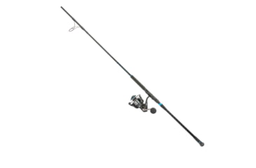 Image of Quantum Benchmark Spinning Reel and Rod Combo, 8ft, 2-PC, Med-Heavy, Moderate-Fast Rod, Graphite Composite Blank, SZ 5000 Reel, 5+1 Bearings, 5.6-1 Ratio, Silver/Blue, BK5000802MH1225.P2