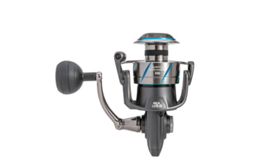 Image of Quantum Benchmark Spinning Reel and Rod Combo, 9ft, 2-PC, Med-Heavy, Moderate-Fast Rod, Graphite Composite Blank, SZ 6000 Reel, 5+1 Bearings, 5.6-1 Ratio, Silver/Blue, BK6000902MH1530.P2