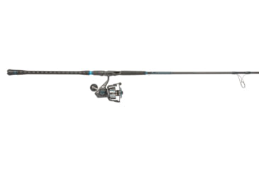 Image of Quantum Benchmark Spinning Reel and Rod Combo, 9ft, 2-PC, Med-Heavy, Moderate-Fast Rod, Graphite Composite Blank, SZ 6000 Reel, 5+1 Bearings, 5.6-1 Ratio, Silver/Blue, BK6000902MH1530.P2