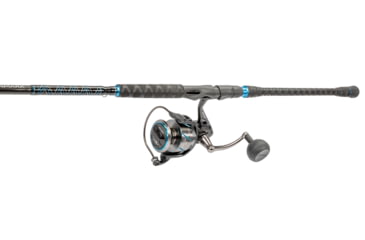 Image of Quantum Benchmark Spinning Reel and Rod Combo, 9ft, 2-PC, Med-Heavy, Moderate-Fast Rod, Graphite Composite Blank, SZ 6000 Reel, 5+1 Bearings, 5.6-1 Ratio, Silver/Blue, BK6000902MH1530.P2