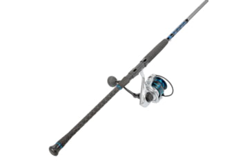 Image of Quantum Strive Spinning Reel and Rod Combo, 8ft, 2-PC, Medium-Heavy, Moderate-Fast Rod, Graphite Composite Blank, SZ 5000 Reel, 4+1 Bearings, 5.6-1 Ratio, Silver/Blue, SV5000802MH1225.P2