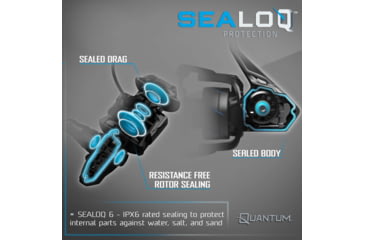 Image of Quantum Strive Spinning Reel, SZ 5000 Reel, 4+1 Bearings, 5.6-1 Ratio, Rigid Aluminum Frame, Graphite Rotor, Sealed Design, CFX200 Carbon Fiber Xtreme Drag, Silver/Blue, SV5000.B2