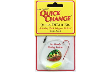 Image of Quick Change Quick Death Spinner Rig, One #2 QD Red Hook 66in 14lb Snell, Sz3 Colo blade, Perch Firetiger 1/CD, QDFB6
