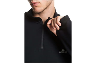 Image of Quiksilver Waterman Open Ocean Long Sleeve Half-Zip Top - Mens, Black, Medium, EQMKT03076-KVJ0-M