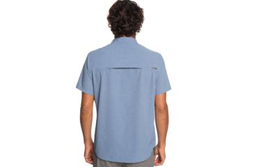 Image of Quiksilver Waterman Tech Tides Short Sleeve UPF 30 Shirt - Mens, Blue Shadow Marl, Large, EQMWT03225-BKQH-L
