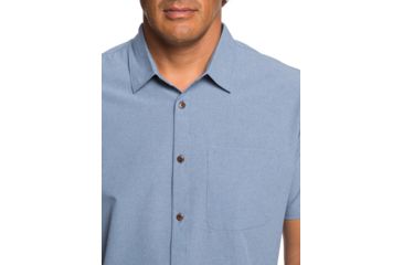 Image of Quiksilver Waterman Tech Tides Short Sleeve UPF 30 Shirt - Mens, Blue Shadow Marl, Large, EQMWT03225-BKQH-L