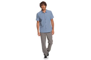 Image of Quiksilver Waterman Tech Tides Short Sleeve UPF 30 Shirt - Mens, Blue Shadow Marl, Large, EQMWT03225-BKQH-L