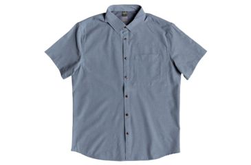 Image of Quiksilver Waterman Tech Tides Short Sleeve UPF 30 Shirt - Mens, Blue Shadow Marl, Large, EQMWT03225-BKQH-L