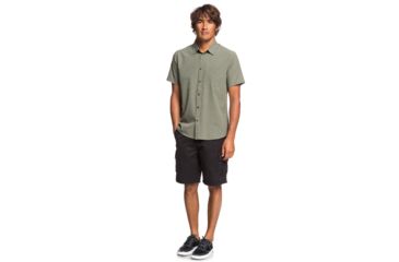 Image of Quiksilver Waterman Tech Tides Short Sleeve UPF 30 Shirt - Mens, Ivy Green Marl, Small, EQMWT03225-CRBH-S