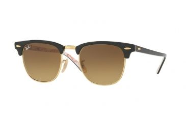 Image of Ray-Ban Clubmaster Bifocal Sunglasses RB3016 with Lined Bi-Focal Rx Prescription Lenses RB3016-101785-51 - Lens Diameter 51 mm, Frame Color Top Black Red/rb Red White