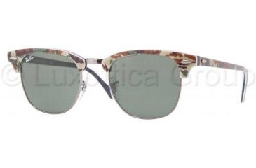 Image of Ray-Ban Clubmaster Bifocal Sunglasses RB3016 with Lined Bi-Focal Rx Prescription Lenses RB3016-1069-4921 - Lens Diameter: 49 mm, Frame Color: Top Camo Green On Blue
