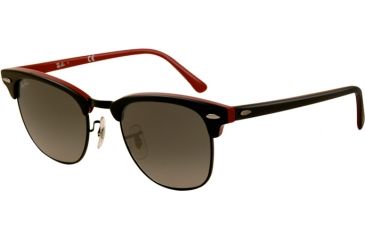 Image of Ray-Ban Clubmaster Bifocal Sunglasses RB3016 with Lined Bi-Focal Rx Prescription Lenses RB3016-110371-5121 - Lens Diameter 51 mm, Frame Color Top Black On Red