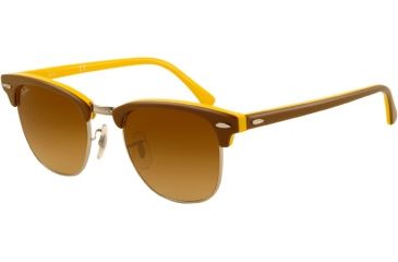 Image of Ray-Ban Clubmaster Bifocal Sunglasses RB3016 with Lined Bi-Focal Rx Prescription Lenses RB3016-110485-5121 - Lens Diameter 51 mm, Frame Color Top Brown on Yellow