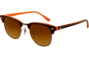 Image of Ray-Ban Clubmaster Bifocal Sunglasses RB3016 with Lined Bi-Focal Rx Prescription Lenses RB3016-112685-4921 - Lens Diameter 49 mm, Frame Color Top Dark Havana on Orange