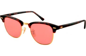 Image of Ray-Ban Clubmaster Bifocal Sunglasses RB3016 with Lined Bi-Focal Rx Prescription Lenses RB3016-114515-49 - Lens Diameter 49 mm, Lens Diameter 49 mm, Frame Color Matte Red Havana