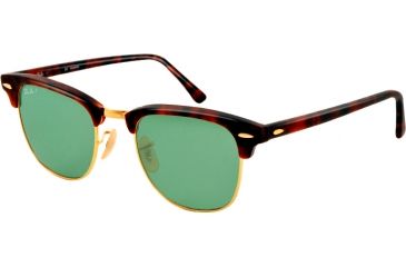 Image of Ray-Ban Clubmaster Bifocal Sunglasses RB3016 with Lined Bi-Focal Rx Prescription Lenses RB3016-1145O5-49 - Lens Diameter 49 mm, Lens Diameter 49 mm, Frame Color Matte Red Havana