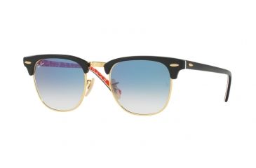 Image of Ray-Ban Clubmaster Bifocal Sunglasses RB3016 with Lined Bi-Focal Rx Prescription Lenses RB3016-12053F-49 - Lens Diameter 49 mm, Frame Color Top Black/texture Red