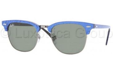 Image of Ray-Ban RB3016 Bifocal Sunglasses - Top Blue On Black Crystal Green Frame / 49 mm Prescription Lenses, 984-4921