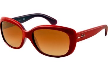 Image of Ray-Ban Jackie OHH Sunglasses RB4101 603885-58 - Opal Violet Top Red Frame, Brown Gradient Lenses