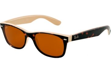 Image of Ray-Ban New Wayfarer Prescription Sunglasses RB2132 RB2132-6012-5218 - Lens Diameter 52 mm, Frame Color Top Havana on Beige