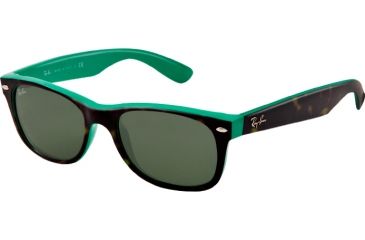 Image of Ray-Ban New Wayfarer Prescription Sunglasses RB2132 RB2132-6013-5518 - Lens Diameter 55 mm, Frame Color Top Havana / Green