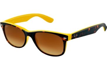 Image of Ray-Ban New Wayfarer Prescription Sunglasses RB2132 RB2132-601485-5518 - Lens Diameter 55 mm, Frame Color Top Havana on Yellow
